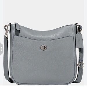 COACH Pebble Leather Chaise Silver Metal Crossbody Bag